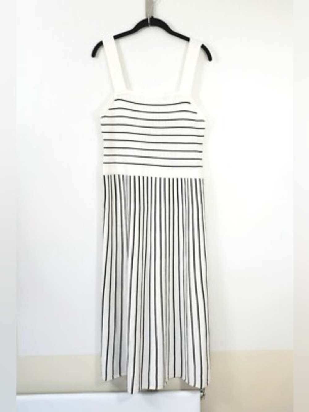 Banana Republic Striped White and Black Midi Dress